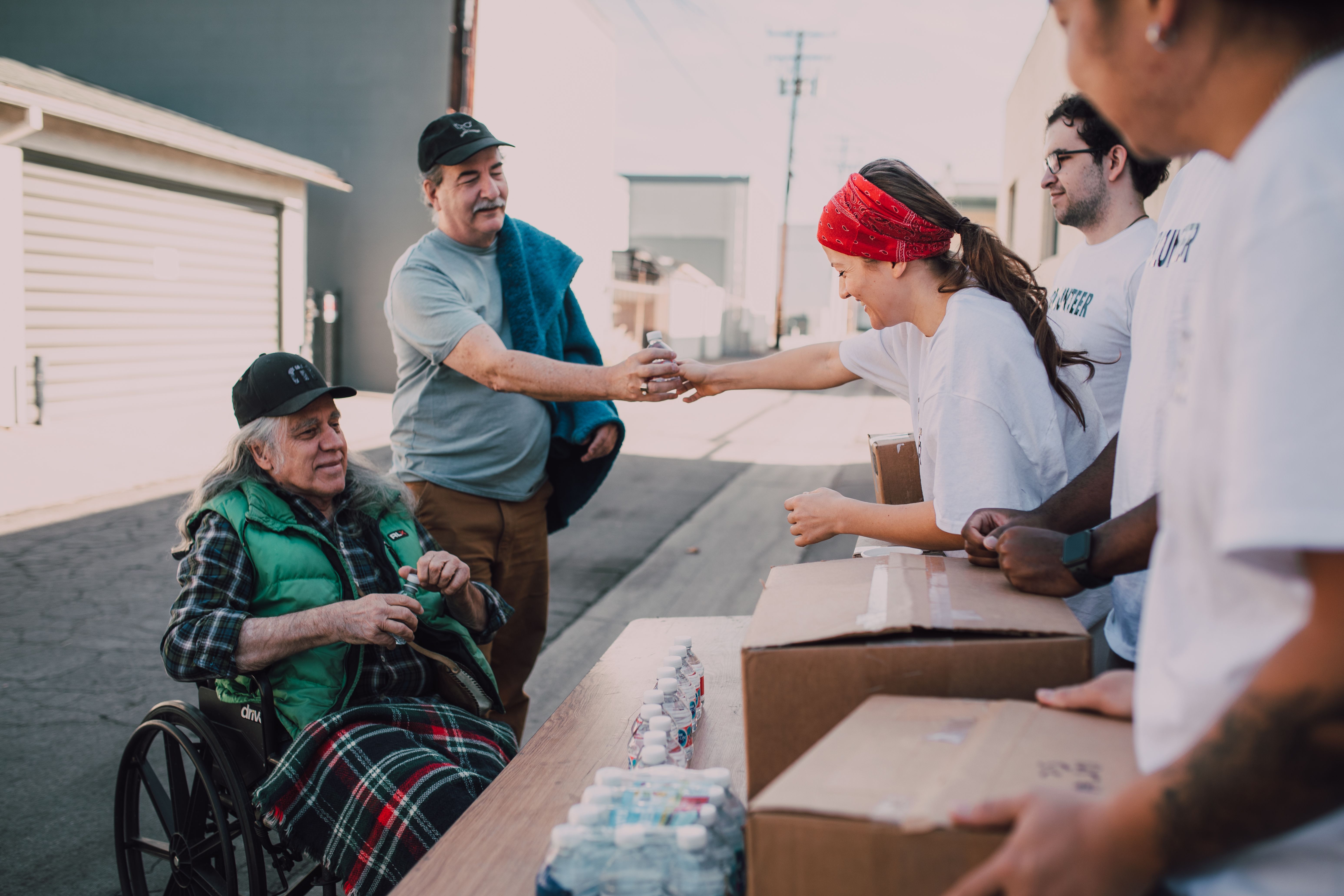 People receiving clothes